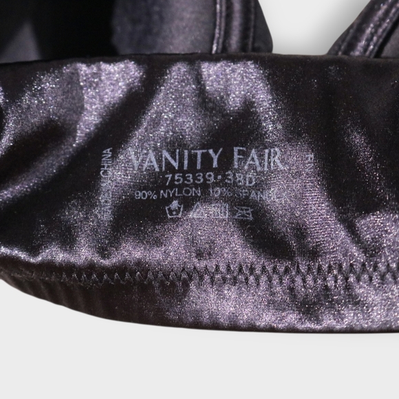 Vanity Fair Beauty Back Bra 38D Underwire Black Satin Padded Front Closure - Picture 6 of 7